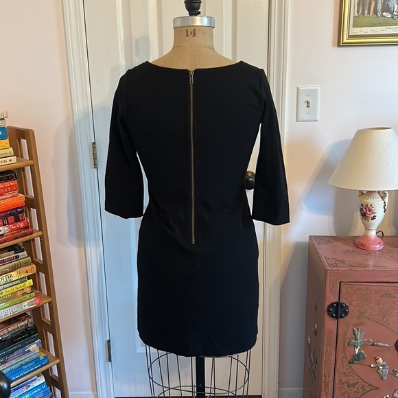 Eileen Fisher Ponte knit v neck 3-4 slv Black Dress size Small (true to size) - Picture 3 of 11